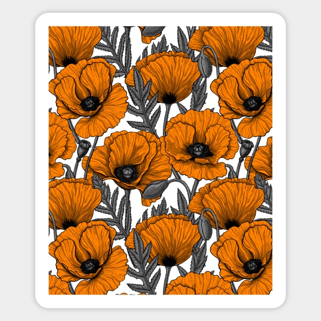 Orange poppy garden Sticker by katerinamk